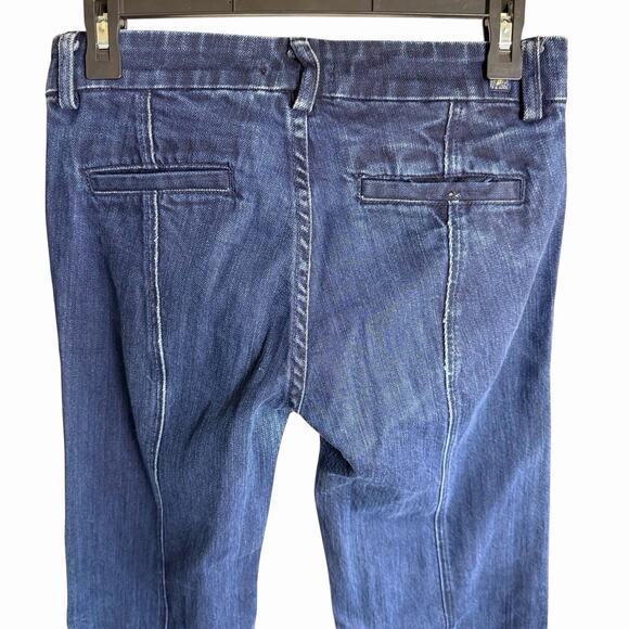 Vtg Y2K 7 For All Mankind Jeans Woman's Dojo Flare Trouser Patch Pocket Sz 28 - Picture 4 of 11
